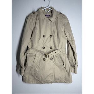 Blue Motion Women’s Beige Belted Double Breasted Coat Cotton Sz 38EU/M US *Note